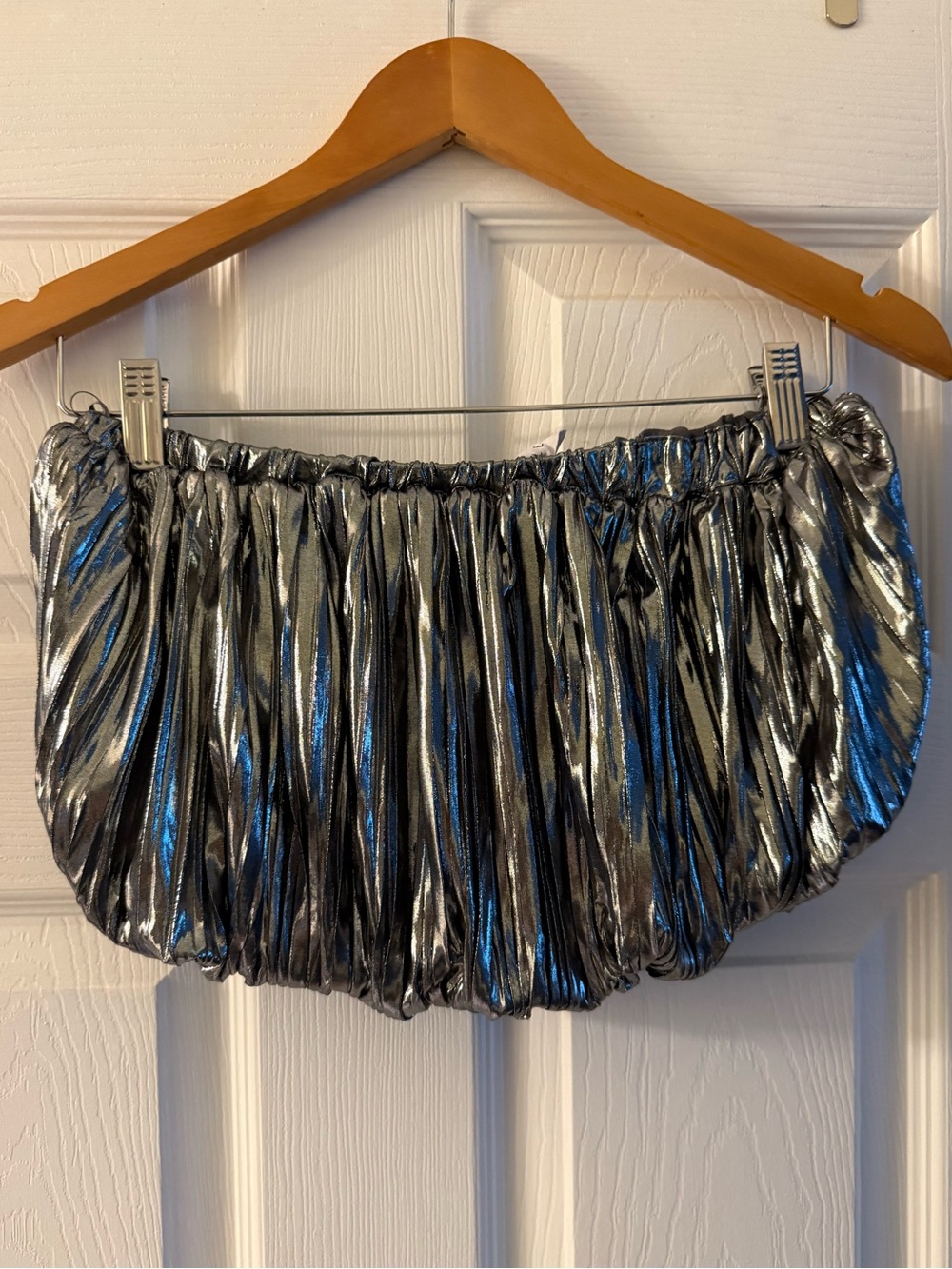 Mable Strapless Metallic Bubble Top